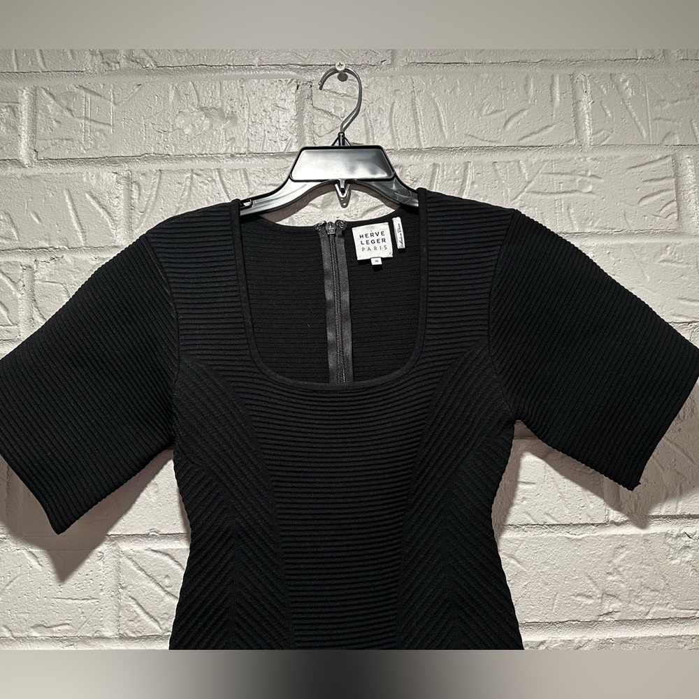 New HERVE LEGER Ribbed-knit Mini Dress Size XS - Picture 11 of 13